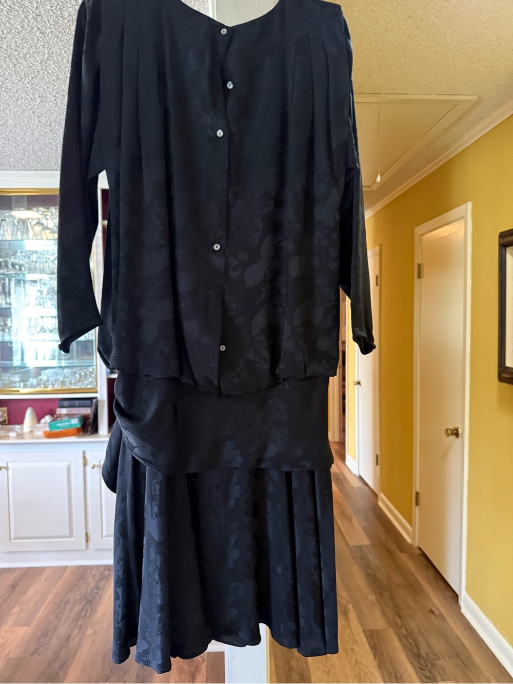 Black Long-Sleeve Two-Piece Dress Set